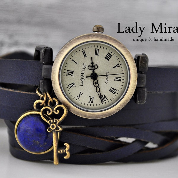 Lapis Lazuli - Echtleder Armbanduhr