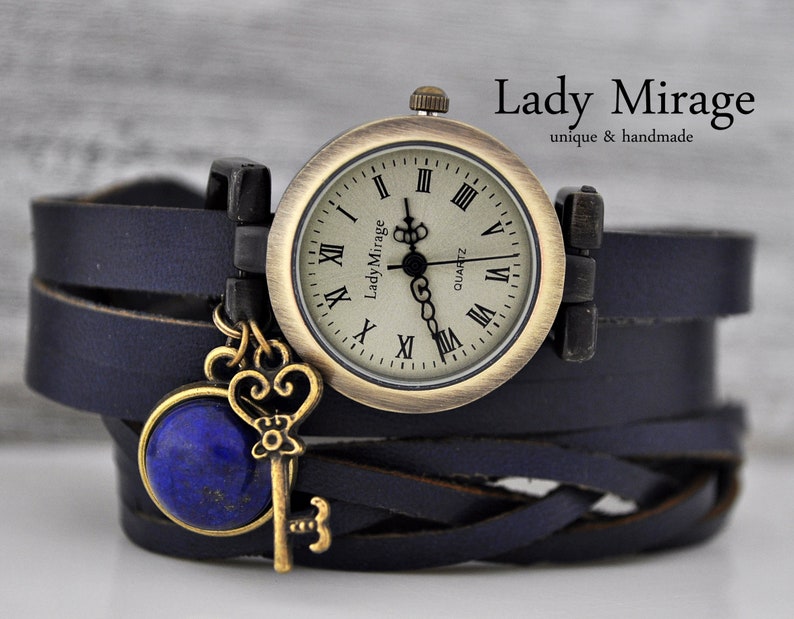 Lapis Lazuli Real Leather Watch imagen 1