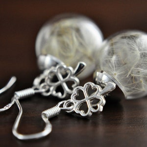 LUCK Real Dandelion Earring Silver Plated image 1