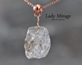 Herkimer diamond - 925 Sterling Silver  Necklace - rose gold-plated - Christmas present