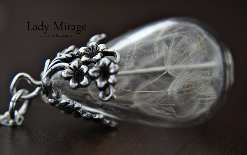 BESTSELLER 925 Silver Real Dandelion Necklace Teardrop imagen 3