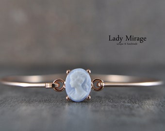 925 silver bangle - Lady Cameo - rose gold plated - vintage style - cameo - gift for her