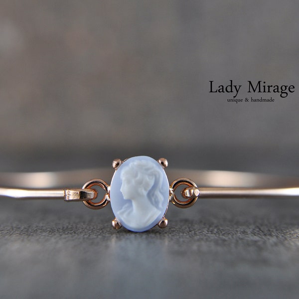 925 silver bangle - Lady Cameo - rose gold plated - vintage style - cameo - gift for her