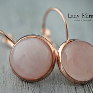 BESTSELLER Rose Quartz Earring Rose Gold Mothers day gift handmade jewelry zdjęcie 1