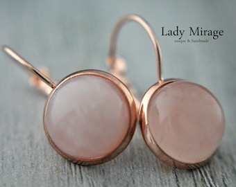 BESTSELLER Rose Quartz  Earring Rose Gold - Mothers day gift - handmade jewelry