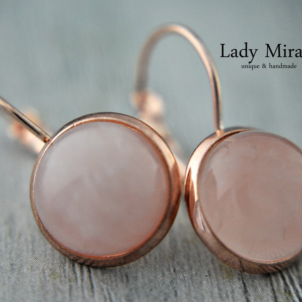 BESTSELLER Rose Quartz  Earring Rose Gold - Mothers day gift - handmade jewelry