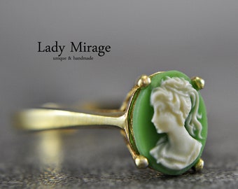 925 Silber Ring - 14k Gold Jewelry - Lady Cameo  Verstellbar - Vintage Schmuck  Kamee - Gift for Her - Handmade - Mothers day gift - Rings