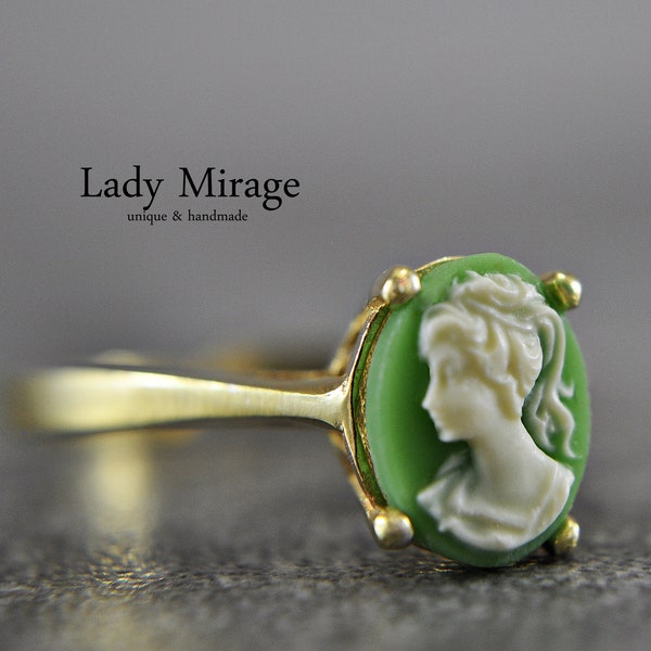 925 Silver Ring  14k Gold Plated  Lady Cameo  Adjustable  Vintage Jewelry  Cameo - gift for her - jewellery - mothers day gift