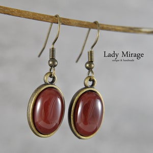 Brown Dangling Earrings Gemstone Earrings with Agate Brown Gift Idea Dangling Earrings afbeelding 1