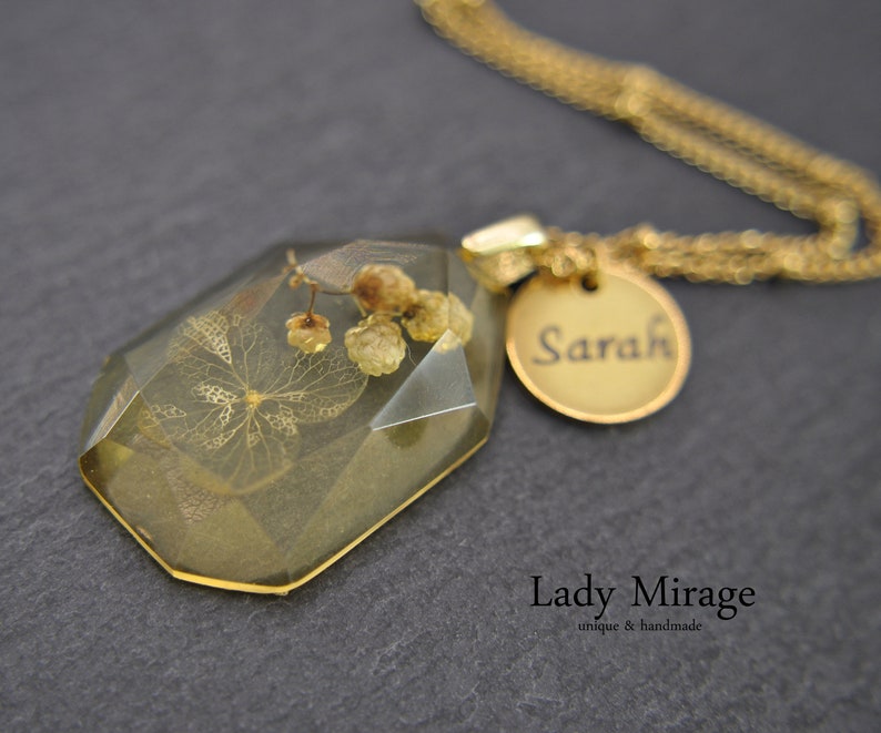 Personalized gifts for women. Real flowers necklace. Name necklace. Gift for her. Birthday present. personalized gift for mom image 4