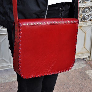 Taj Mahal Genuine Leather Bag Red imagen 3