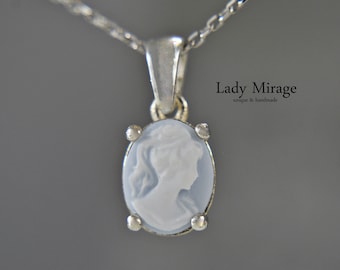 925 Silver Chain - Lady Cameo - Vintage Jewelry - Cameo Pendant Necklace - Vintage Inspired Necklace