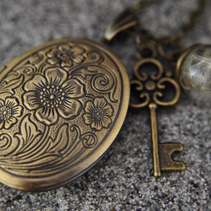 Real Dandelion Locket Necklace imagen 1