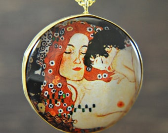 925 Sterling Silver Mother and Child Gustav Klimt - Gold plated - mothers day gift