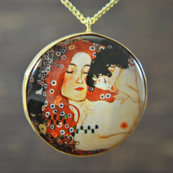 925 Sterling Silver Mother and Child Gustav Klimt - Gold plated