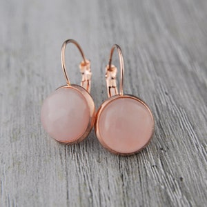 BESTSELLER Rose Quartz Earring Rose Gold Mothers day gift handmade jewelry zdjęcie 2