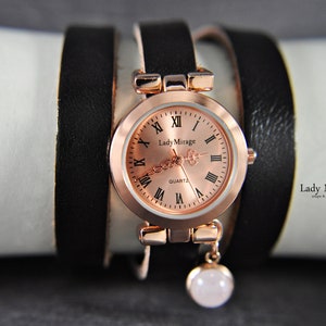 Rose Quartz Leather Watch Rose Gold imagen 4