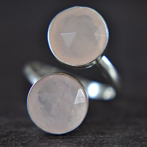 Rose quartz 925 sterling silver ring faceted round shaped mothers day present image 6