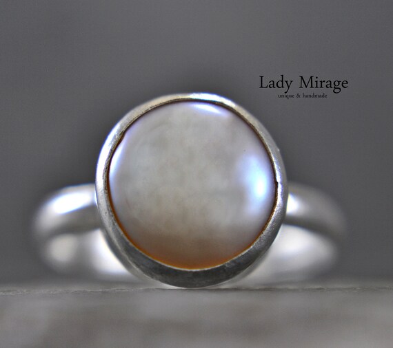 925 Sterling Silber Ring mit echter Süsswasserperle - Verstellbar - Silberring - Perlenring - Braut - Hochzeit -  Geschenk für Mama