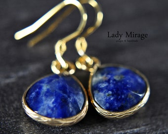 18K Gold Plated Drop Earrings with Sodalite