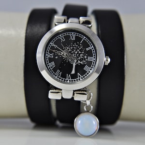 Charming Watch with Butterfly Tree - Silver - personalized - opal