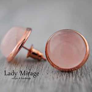 Rose quartz Rose Gold Stud Earrings immagine 2