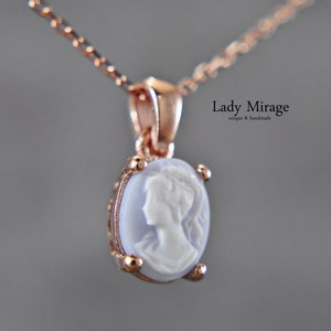 925 Silber Kette Lady Cameo Rosévergoldet Vintage Stil Mini Anhänger Geschenke für Frauen Mothers day gift Bild 1
