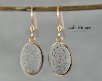 Concrete - Rose Gold Dangling Earrings - Concrete Jewelry - Gray - Gift Idea - Dangling Earrings
