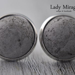 Concrete Stud Earrings Silver plated image 1