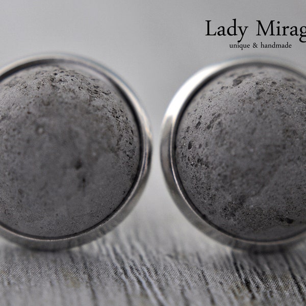Concrete Stud Earrings Silver plated
