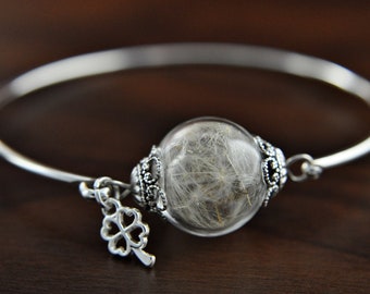 BESTSELLER "LUCK" Real Dandelion Bracelet -Silver Plated-