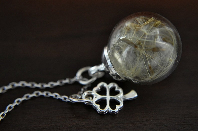 BESTSELLER LUCK Real Dandelion Necklace Silver Plated imagen 3