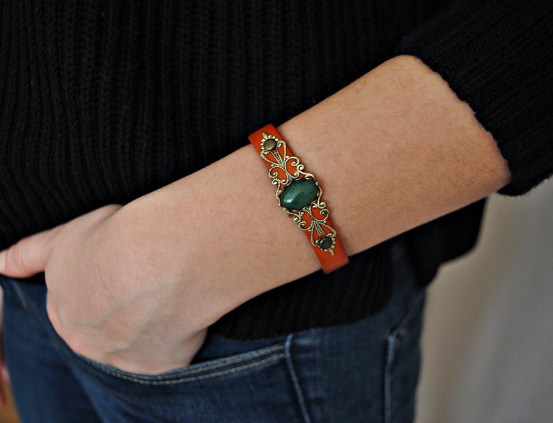 Arabian Nights Genuine Leather Bracelet Jade imagen 3