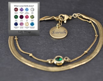 Bracelet Women's Personalized • Gold Stainless Steel • Birthstone • Birthstone • Bracelet • Gift for Her • Birthday • Christmas • Gift