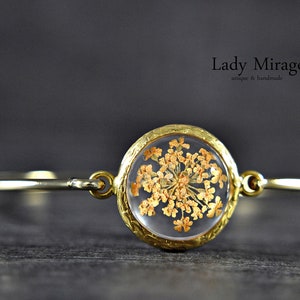 Real Flower Bangle Peach Gold Plated imagen 2