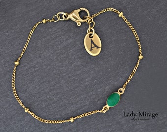 Emerald green Bangle  Gold Plated Brass