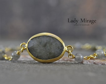 925 Silver - Labradorite - bracelet - gold plated handmade, unique, gift for her, mothers day gift
