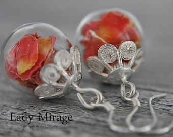 Real Rose Petals - 925 Silver Earrings