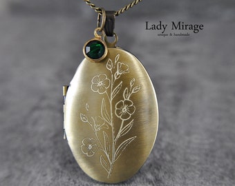 Cherry Blossom  Locket Necklace  Photo Locket