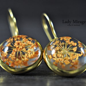 Real Flower Earrings -Peach- Gold Plated