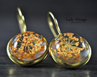 Echte Blüten Ohrringe -Peach- Vergoldet
