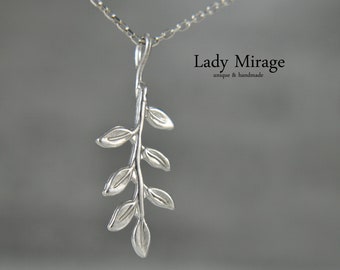 925 Silver Necklace - Olive Branch - Floral - Nature Lover Gift Idea - Perfect Minimalist Gift - handmade jewelry - mothers day gift