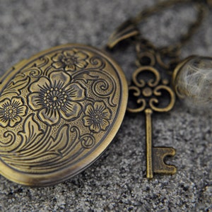 Real Dandelion Locket Necklace imagen 3