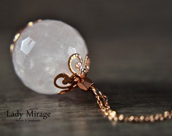 925 Sterling Silver Rose Quartz Necklace - Rose Gold