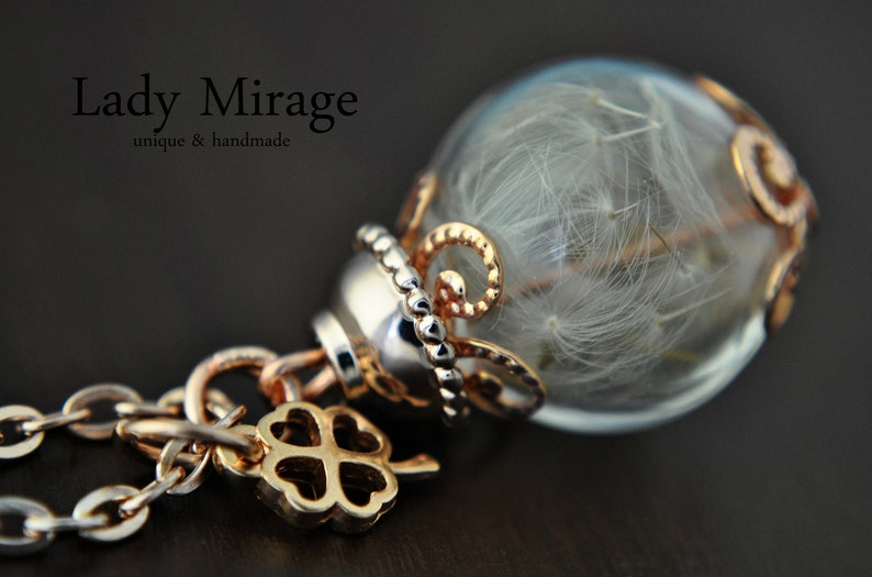 LUCK Real Dandelion Necklace Rose Gold image 1