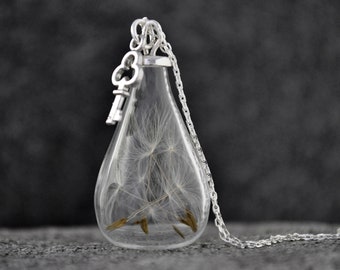 925 Sterling Silver- Real Dandelion Necklace -Key-