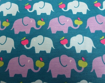 Jersey  *Elefant Elli* pink auf petrol