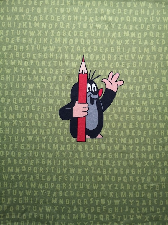 Kleiner Maulwurf Pauli Schule olivgrün Panelbild