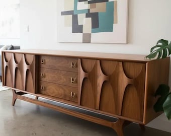 High-end, handcrafted walnut wood storage cabinet.