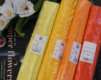 Carta crespa italiana 90g Cartotecnica Rossi extra allungabile gialla e arancione